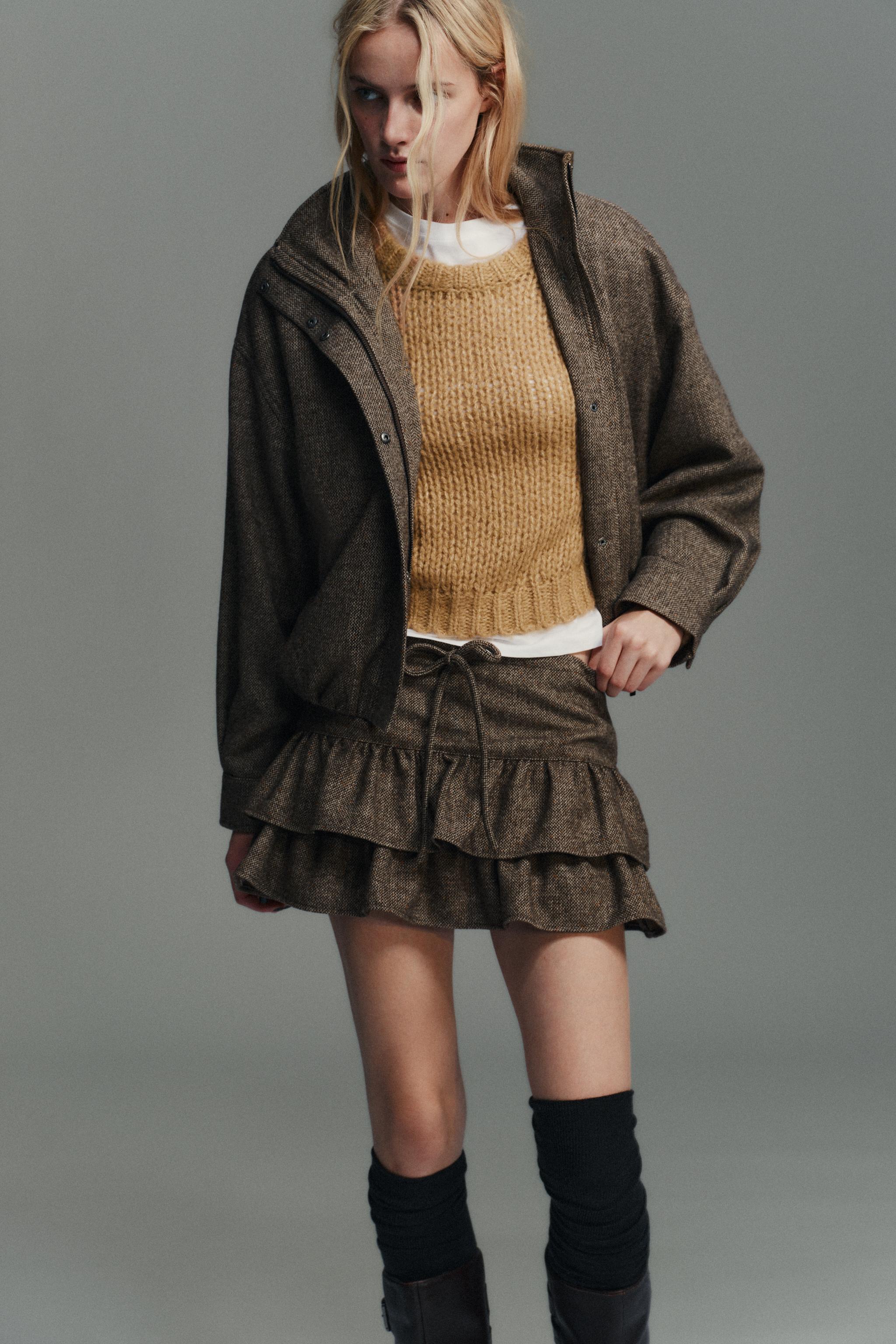 BLOUSON À CHEVRONS AVEC LAINE